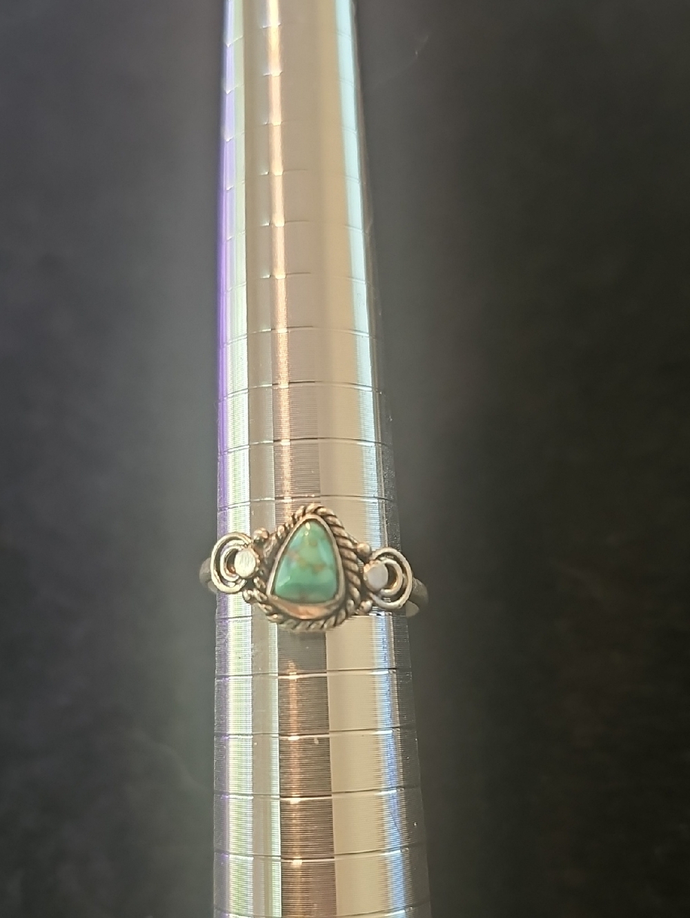 Sterling Silver Turquoise Teardrop Ring - Women's Fashion 7.5